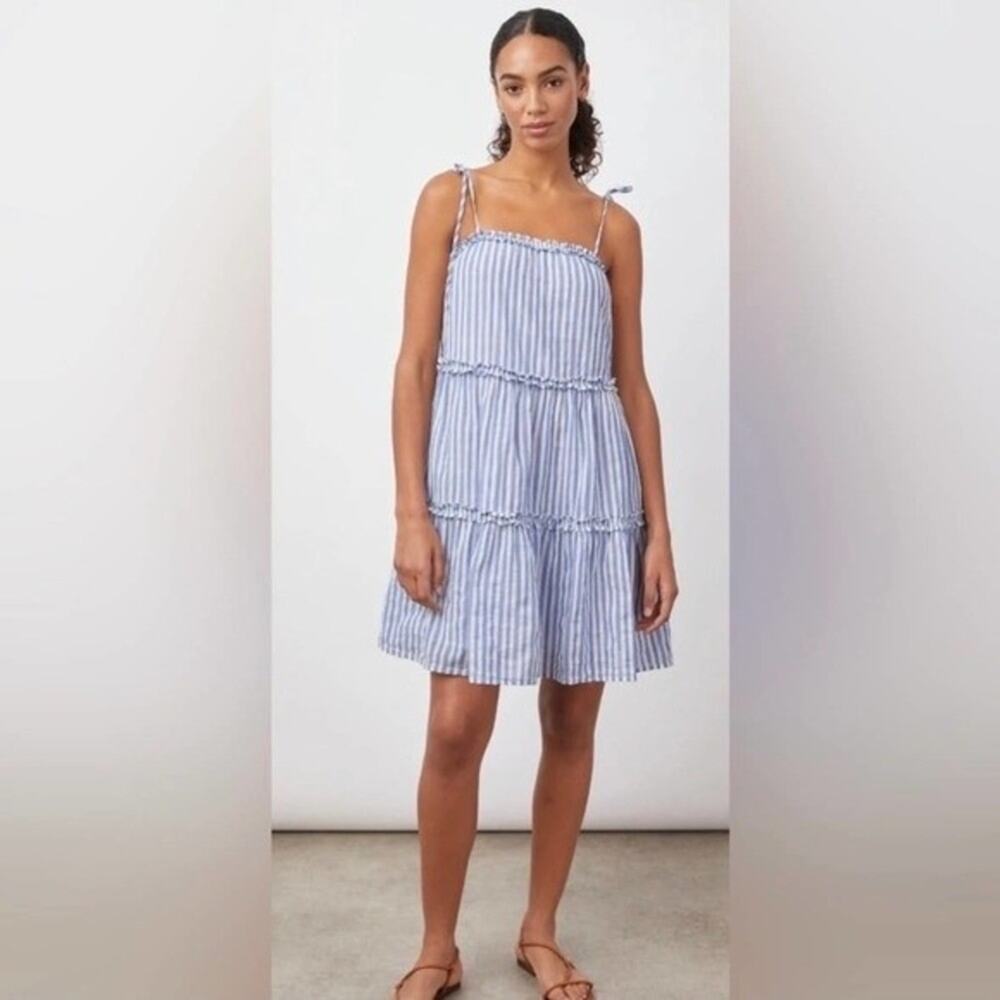 RAILS Caralyn Lighthouse Stripe Tiered Cotton Sundress Blue White- Size Large
